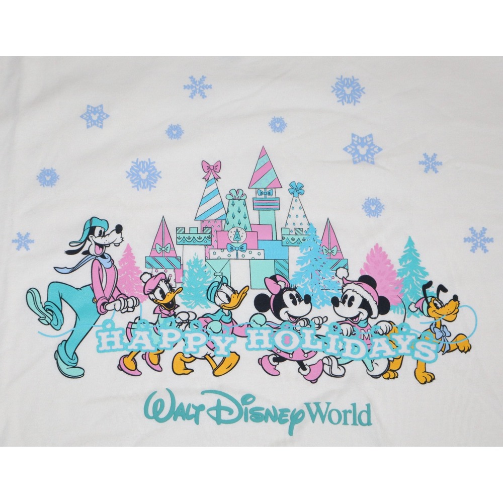 Disney World Christmas Holiday 2025 Mickey Minnie Castle T-Shirt Cream XL NWT